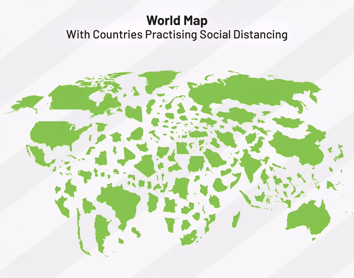 World Map With Countries Practising Social Distancing