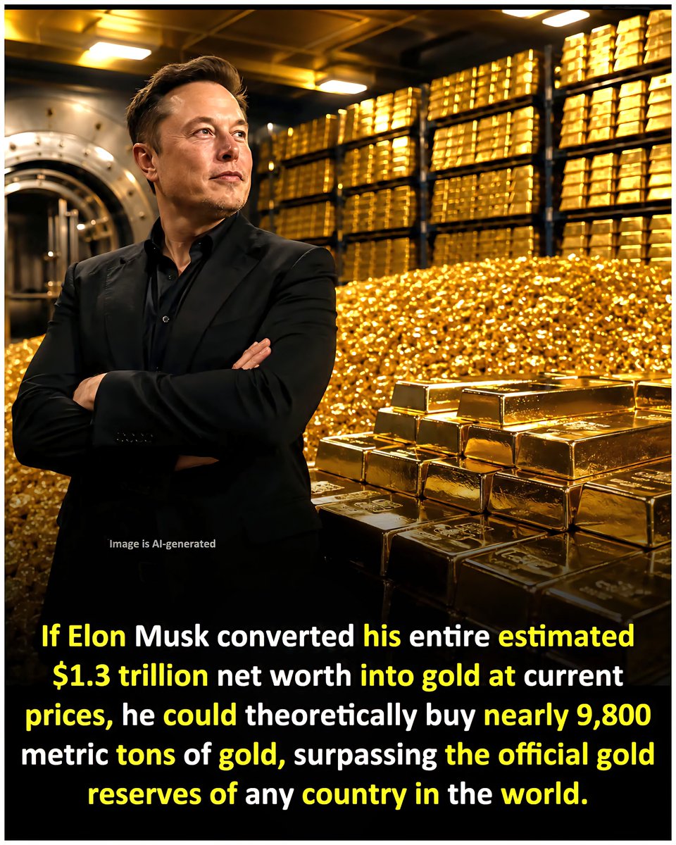 If Elon Musk converted his entire estimated ~$1.3 trillion net worth into gold a