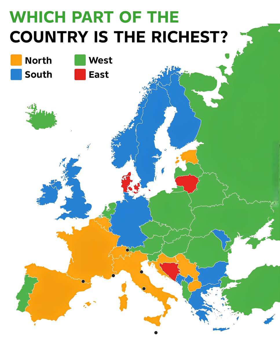 Which Part of The Country is The Richest?

 North
 South
 West
 East