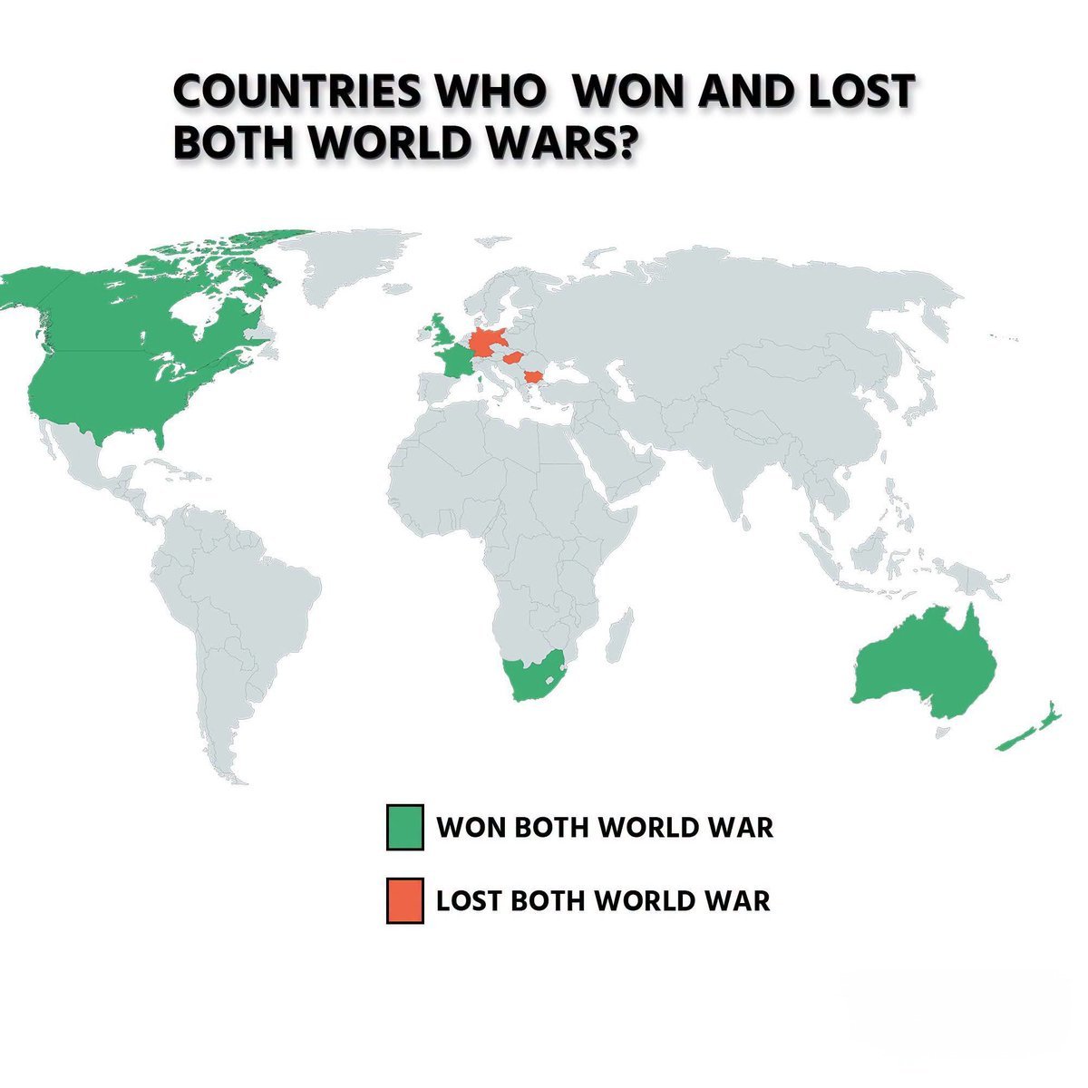 Countries Who Won And Lost Both World Wars?

 Won Both World War
 Lost Both Worl