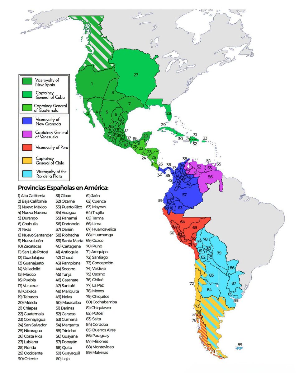 American Provinces of Spain in 1800

1.  Alta California
2.  Baja California
3.
