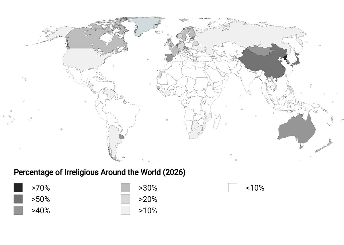 Top Percentage of Irreligious People Worldwide in 2026