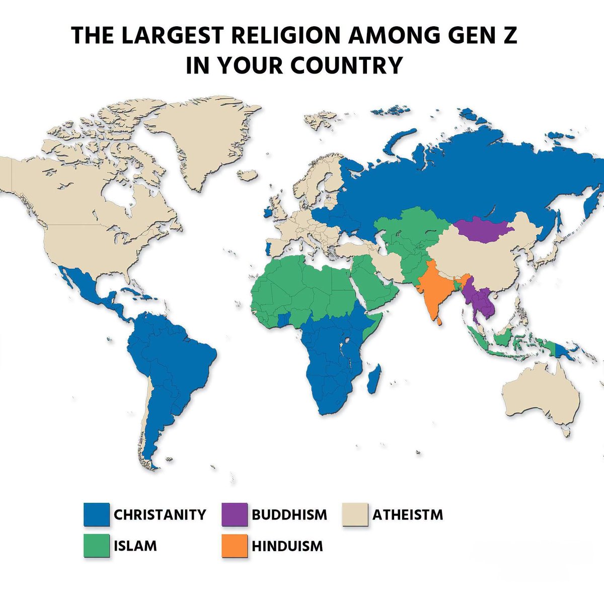 The Largest Religion Among Gen Z in Your Country
